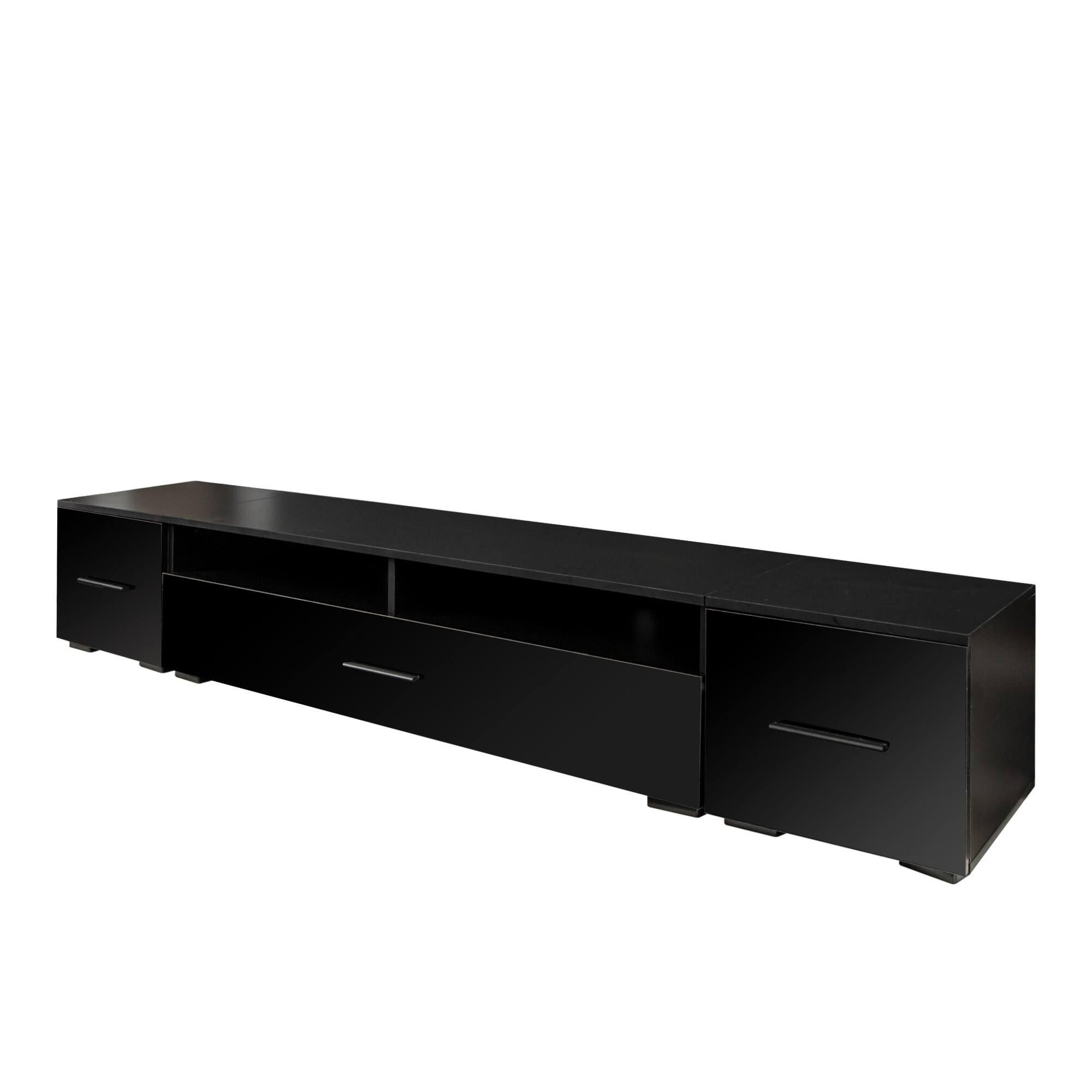 Modern TV Stand with Color Changing LED Lights, Extendable Design, High