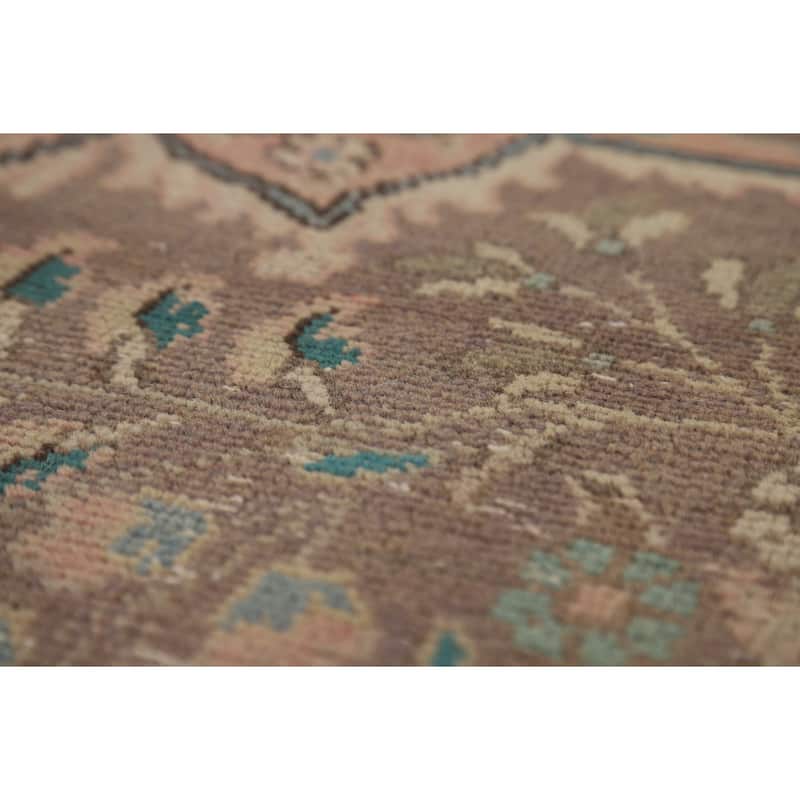 Brown Medallion Tabriz Persian Vintage Rug Hand-Knotted Wool Carpet - 8'2"x 11'5"
