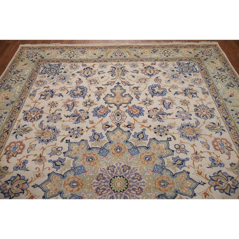 Hand Knotted Oriental 100% Wool Carpet Traditional Floral Beige & Ivories Najafabad Area Rug - 10' 9'' X 8' 2''