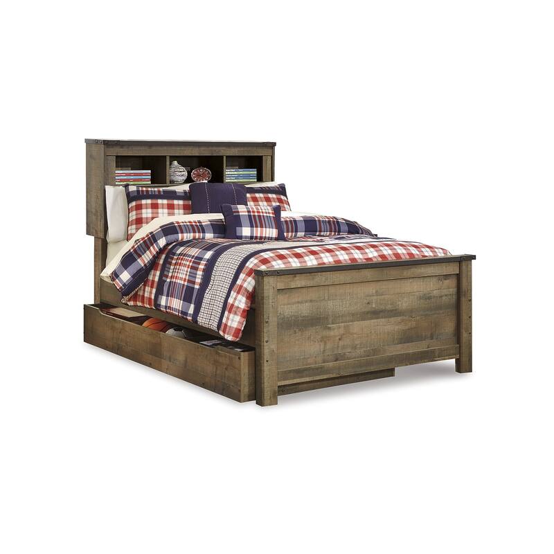 Signature Design by Ashley Trinell Full Brown Bookcase Bed with Storage