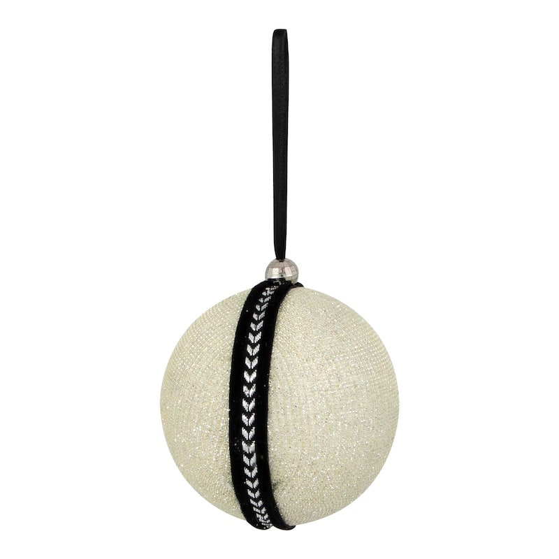 Sequined and Textured Christmas Ball Ornaments - 2.75" - Black - Set of 4