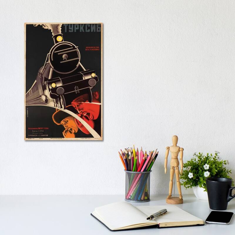 iCanvas "Art Deco Railroad Russia, 1929" by Vintage Apple Collection Canvas Print - 12x8x0.75