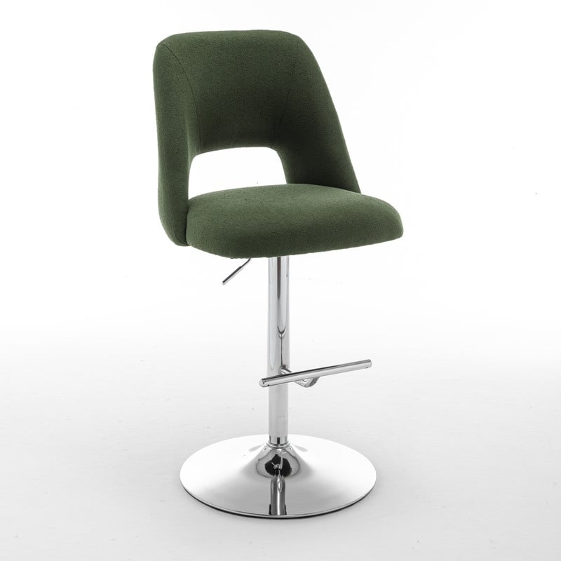 Best Quality Furniture Adjustable Textured Fabric Barstools with Chrome Finish Base (Set of 2)
