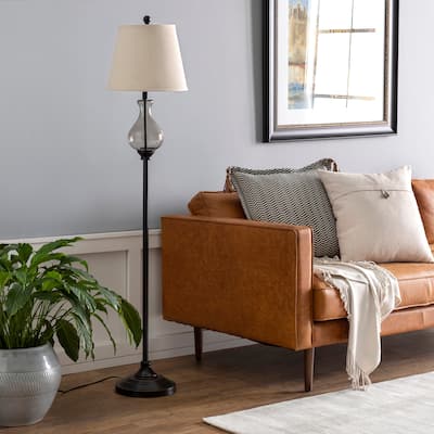 Morty Traditional Glass & Metal Floor Lamp - 60.75"H x 13"W x 13"D