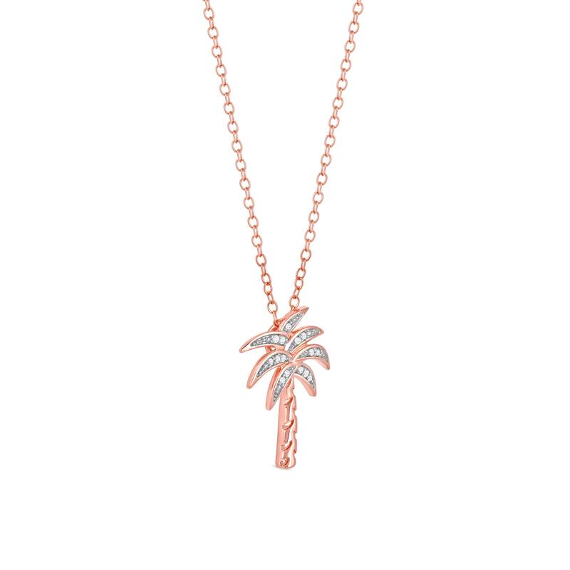1/20ct Diamond Accented Palm Tree Pendant Necklace in Silver for Women