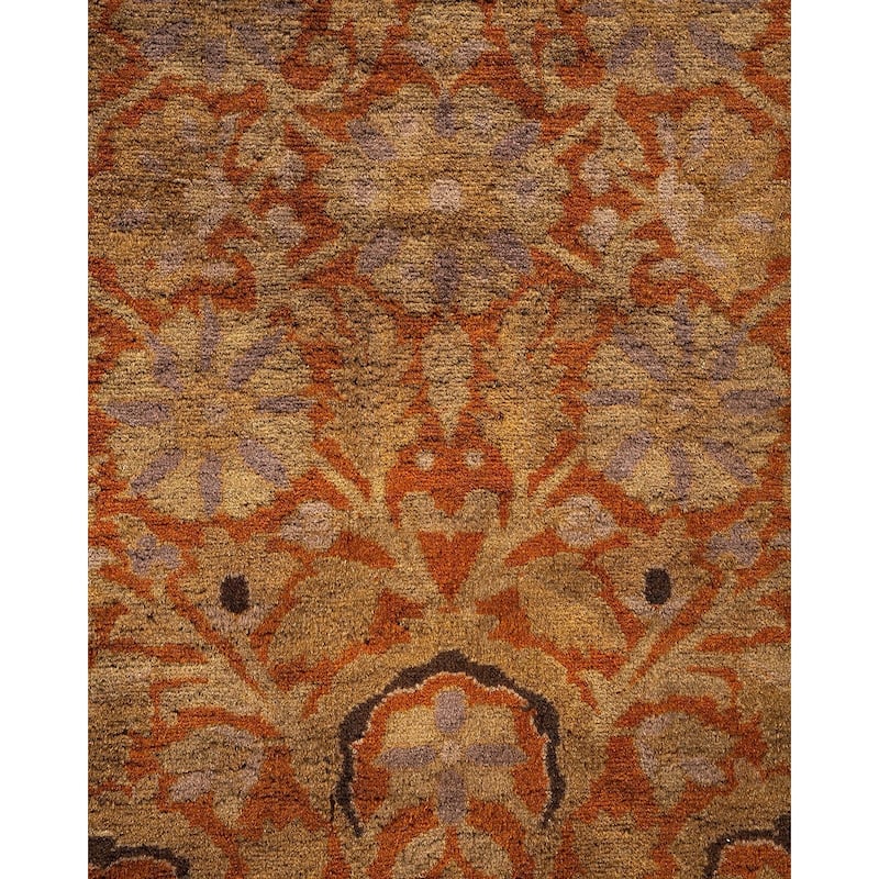 Overton Hand Knotted Wool Vintage Inspired Modern Contemporary Overdyed Brown Area Rug - 10' 1" x 13' 10"