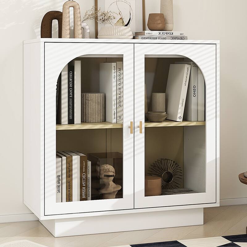 Accent Cabinet with Acrylic Doors with Adjustable Shelves - 31.10"Lx13.78"Wx31.5"H - White