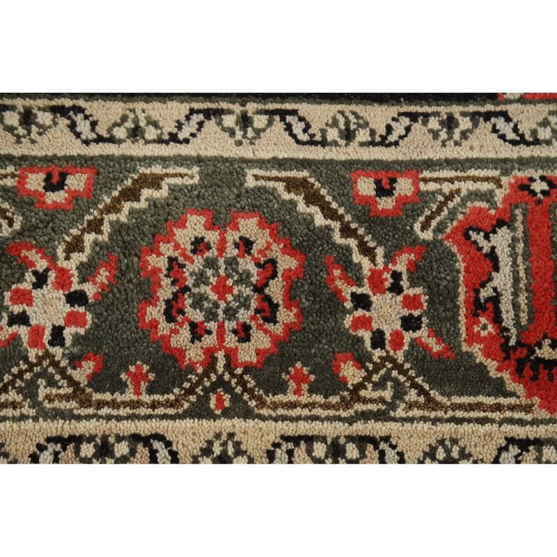 Geometric Viss Indian Area Rug Hand-Knotted Orange Wool Carpet - 6'0" x 9'0"