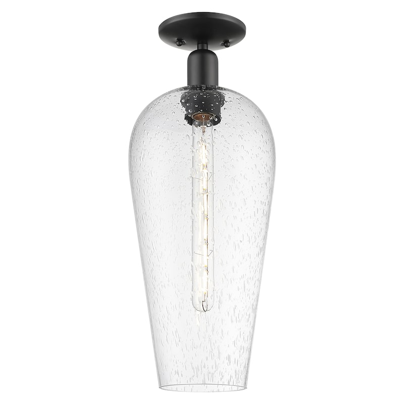 Innovations Lighting Downtown Urban - Chelsea - 1 Light 8" Semi-Flush Mount Light - Seedy Deco Swirl Shade/Matte Black