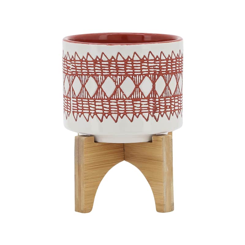Sagebrook Home Abstract Ceramic Planter on Stand Indoor/Outdoor