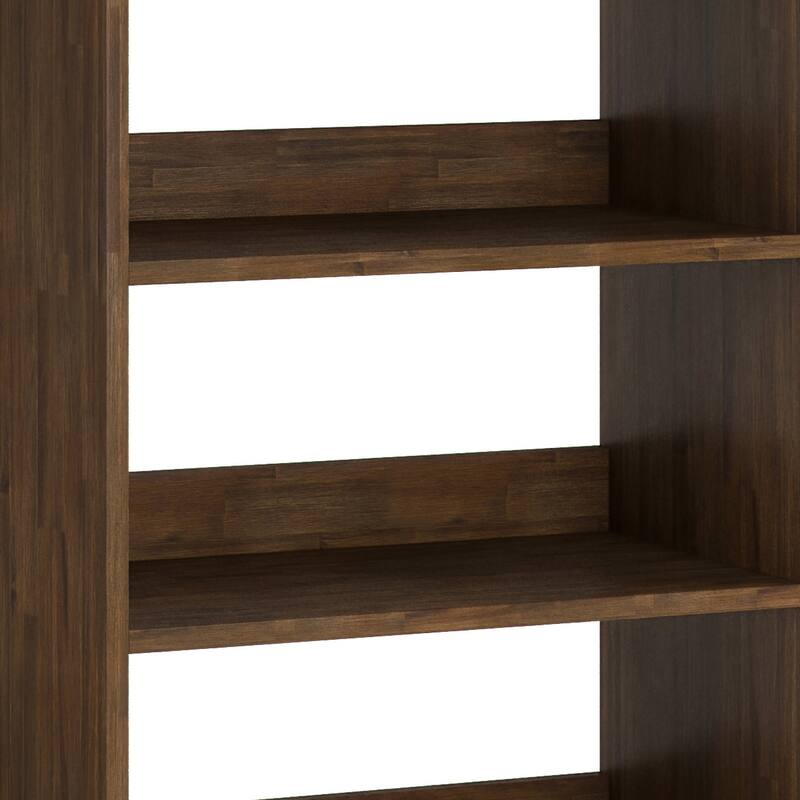 WYNDENHALL Saylor SOLID ACACIA WOOD and Metal 64x24 inch Rectangle Modern Industrial Bookcase in Rustic Natural Aged Brown