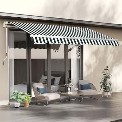 Outsunny 8' x 7' Patio Retractable Awning/Manual Exterior Sun Shade Deck Window Cover