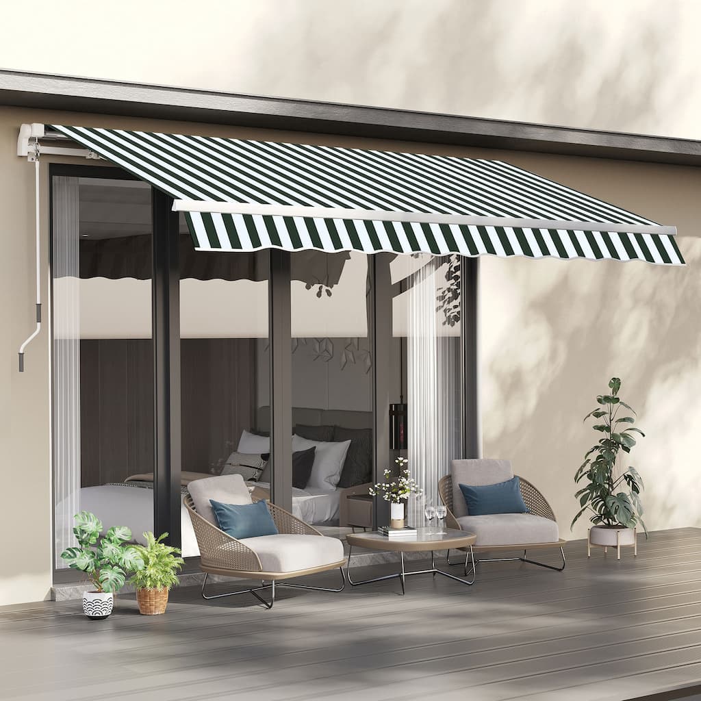 Outsunny 8' x 6.6' Patio Retractable Awning/Manual Exterior Sun Shade Deck Window Cover