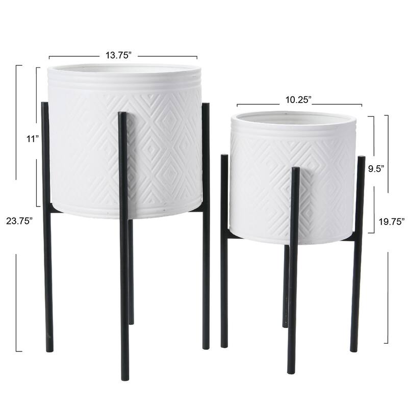 Embossed Metal Planters with Stand