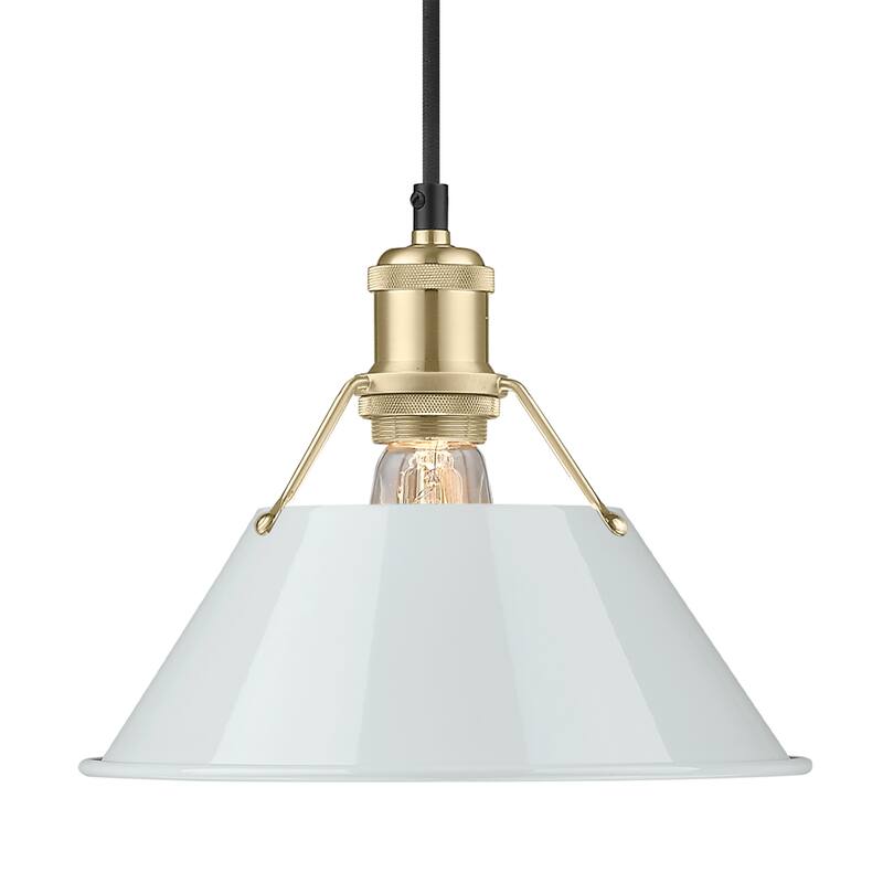 Yep by Golden Lighting Orwell 1-light 10in Pendant in Brushed Champagne Brass and Dusky Blue shade - Gold