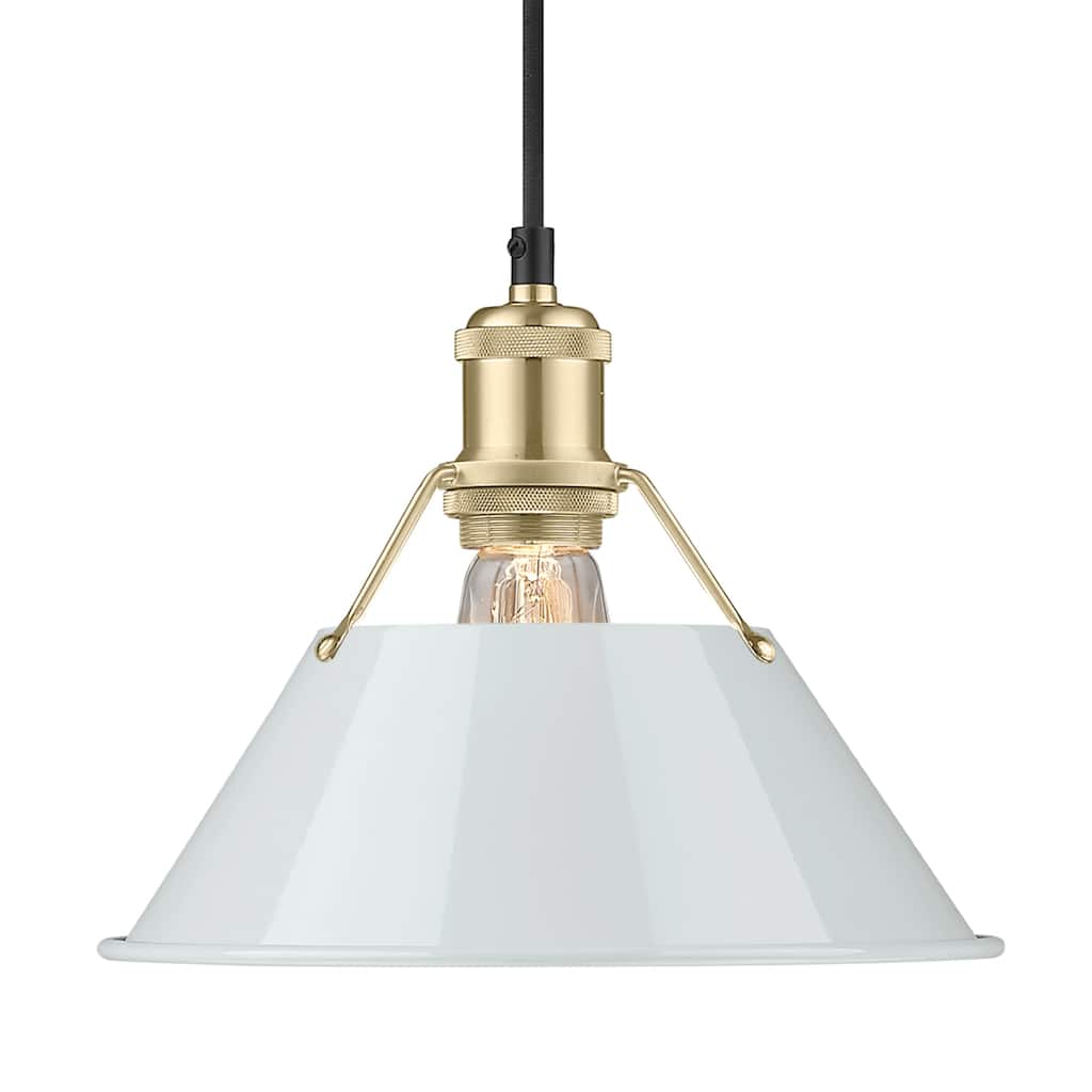 Yep by Golden Lighting Orwell 1-light 10in Pendant in Brushed Champagne Brass and Dusky Blue shade - Gold