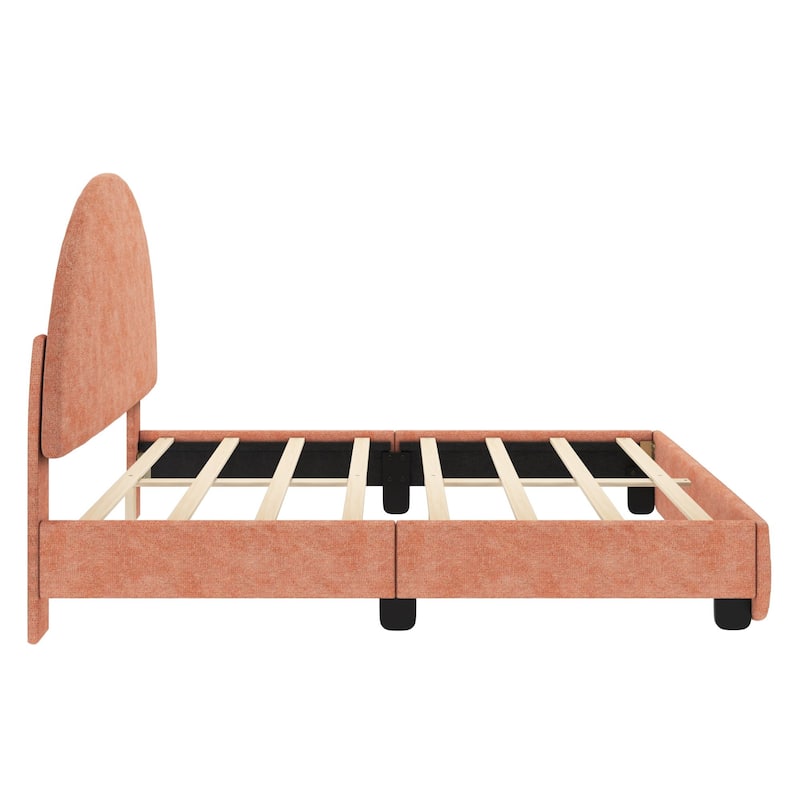 Max and Lily Full-Size Upholstered Bed with Arched Headboard