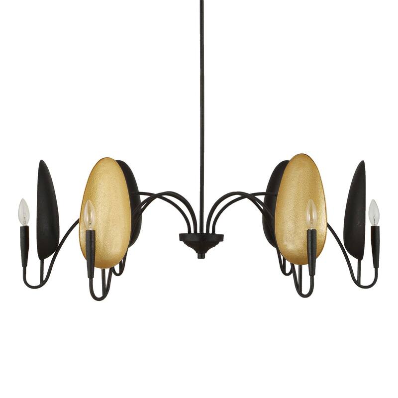 Uttermost Warwick 6 Light Matte Black Chandelier - 41.5"W x 41.5"D x 19"H