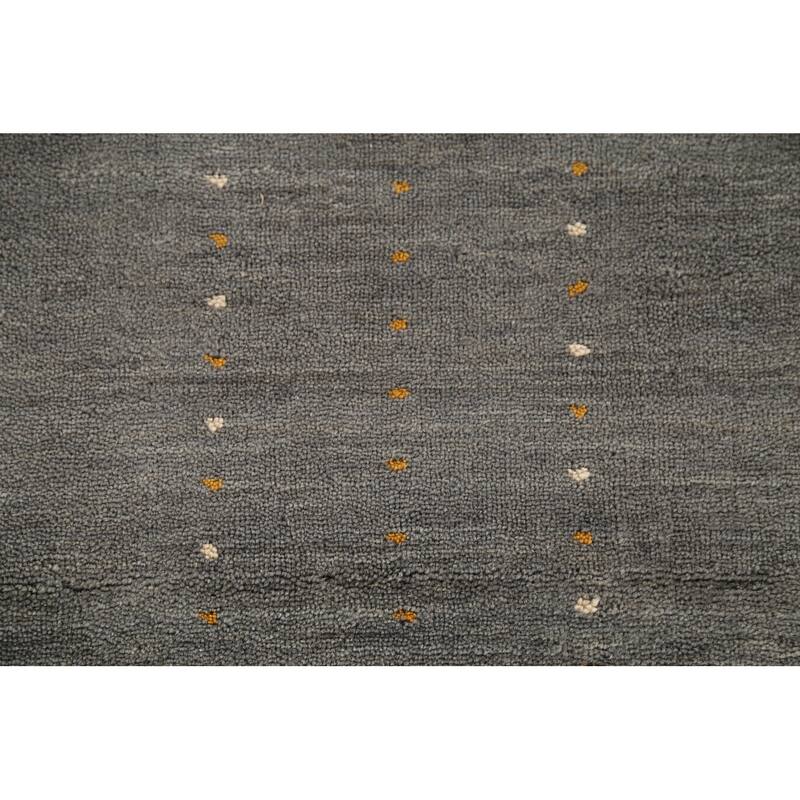 Gray Gabbeh Indian Area Rug Hand-Knotted Wool Carpet - 6'5"x 8'2"