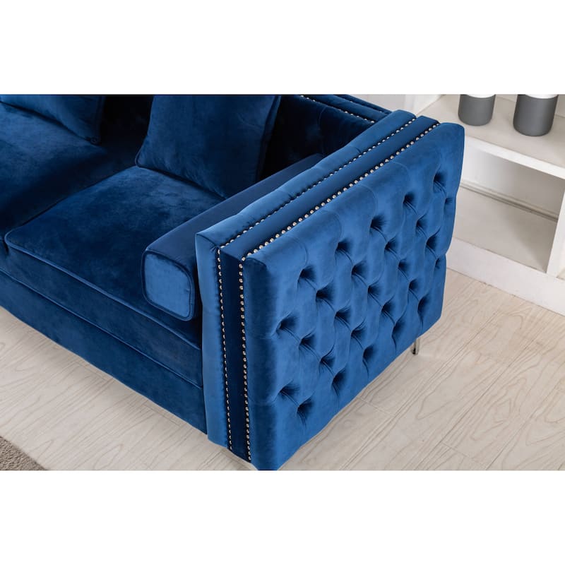 Velvet Standard sectional l shaped Sleeper Sofa with Reversible Ottoman - 104"