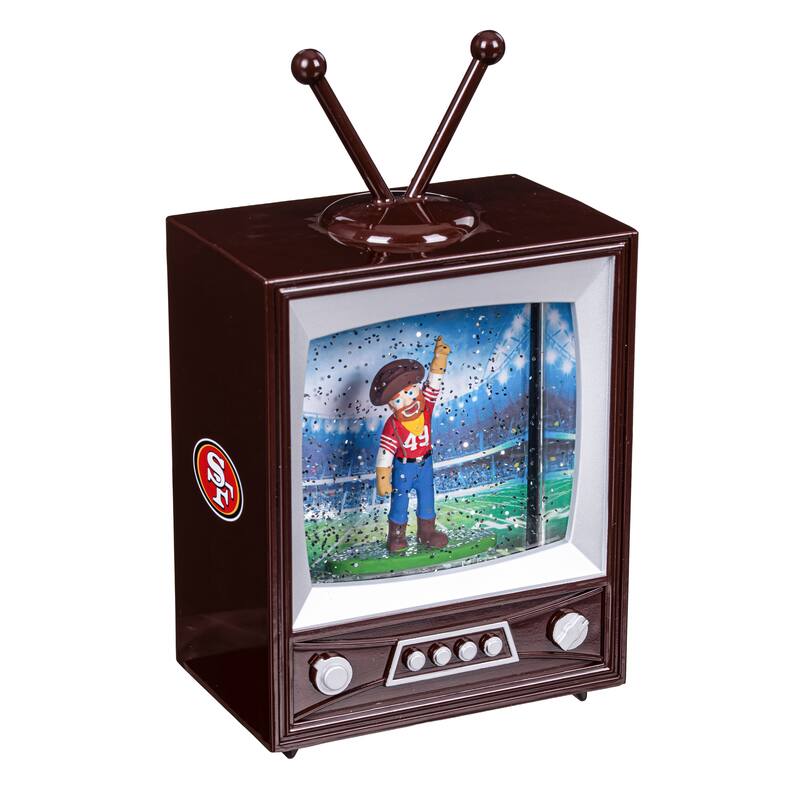 San Francisco 49ers 8 in. Vintage TV Light Up Water Lantern Snow Globe with Mascot