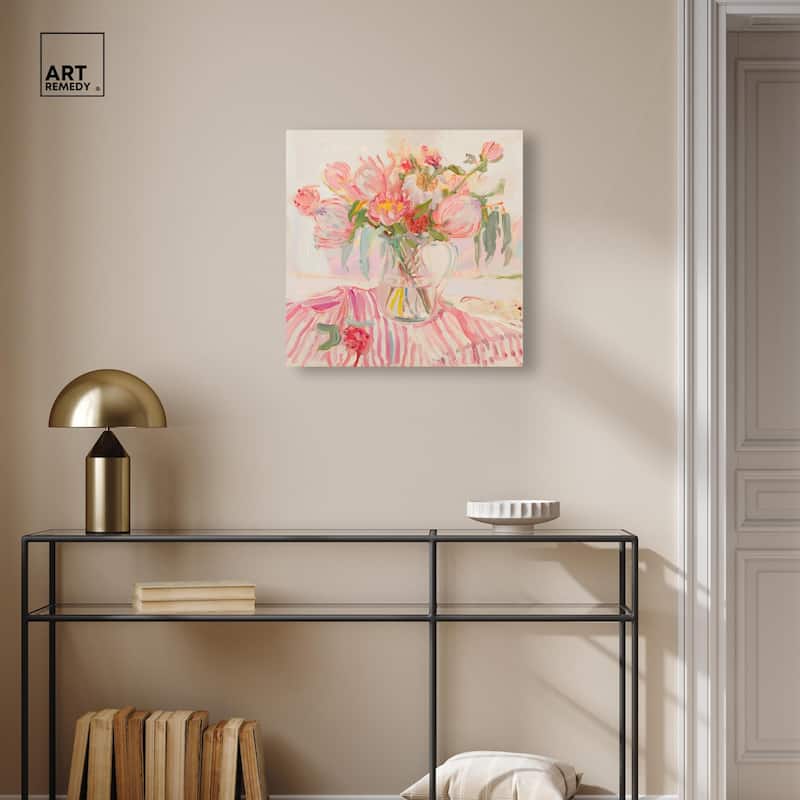 Candy Stripe Bloom Canvas by Art Remedy, Gallery Wrapped