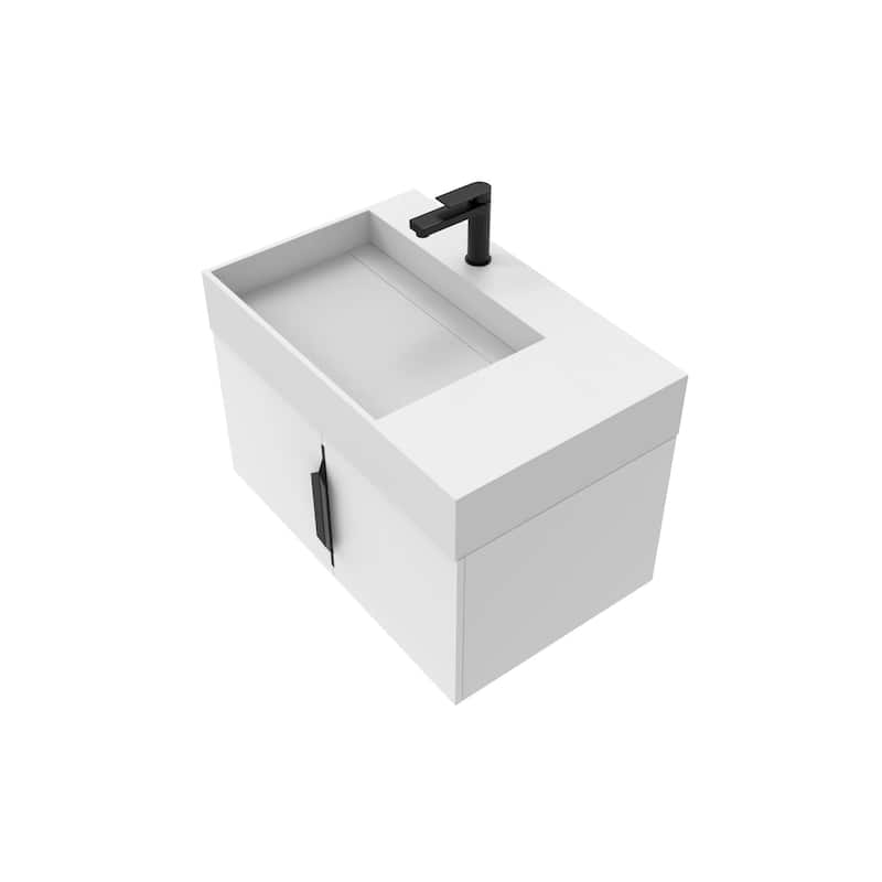 Amazon 30" Wall Mounted Bathroom Left Basin Vanity Set w/ White Top