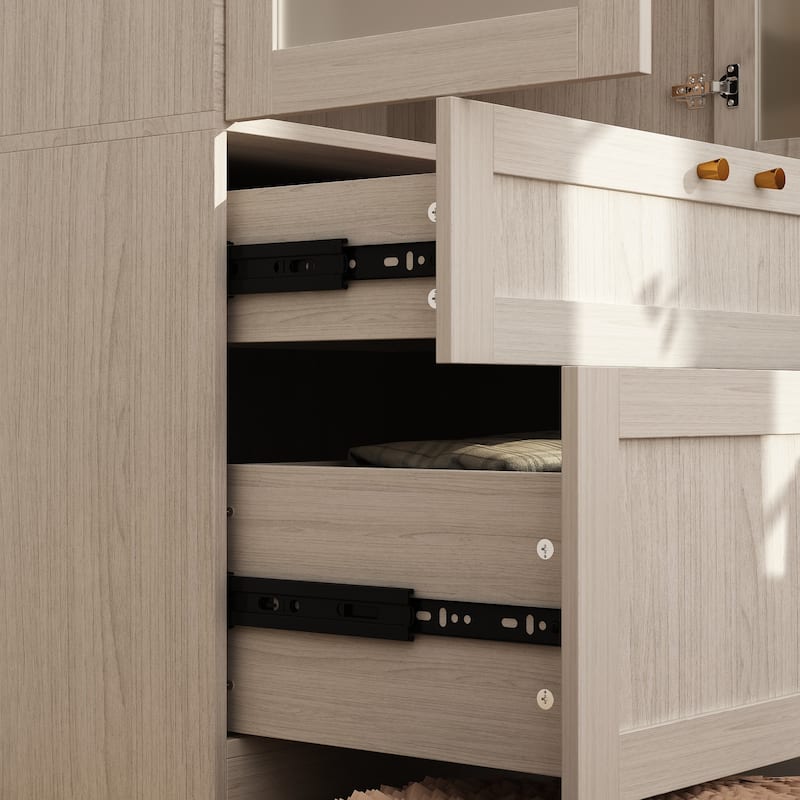 Combo Elegant Light Gray Wardrobe Modular Closet Configuration Armoire