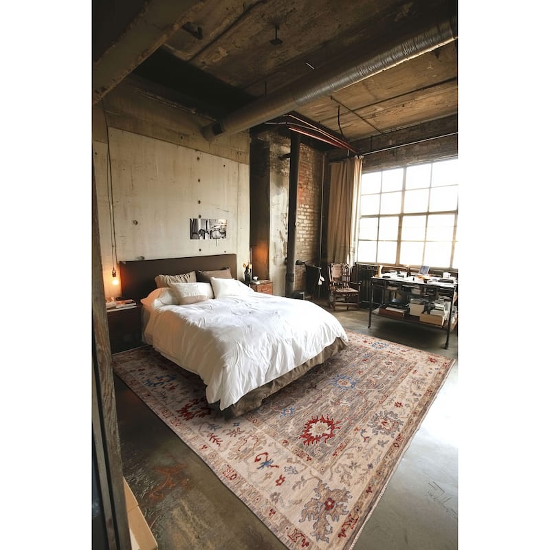 ECARPETGALLERY Hand-knotted Modern Oushak Grey, Taupe Wool Rug - 9'10 x 14'1