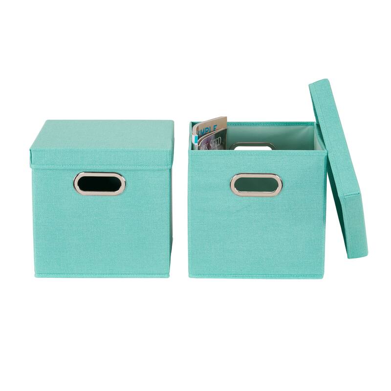 Household Essentials Storage Bins with Lids and Chromed Grommet Handles