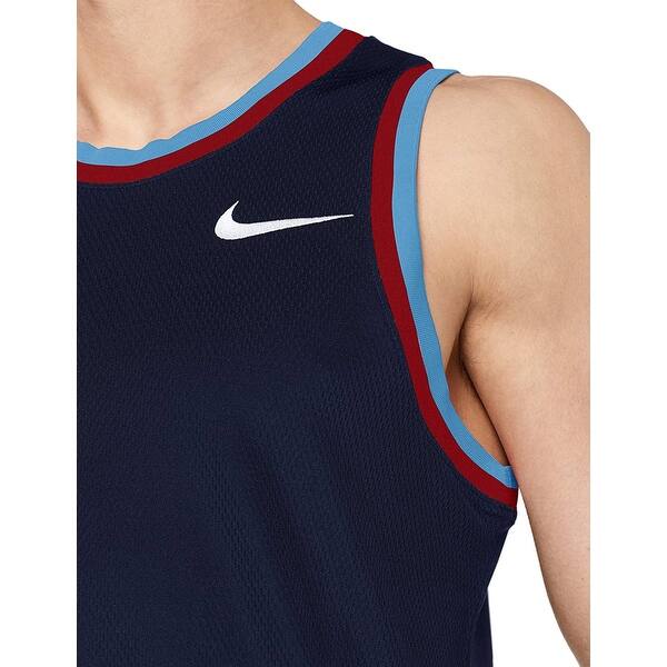 Shop Nike Men S Dri Fit Mesh Basketball Jersey Navy Xl