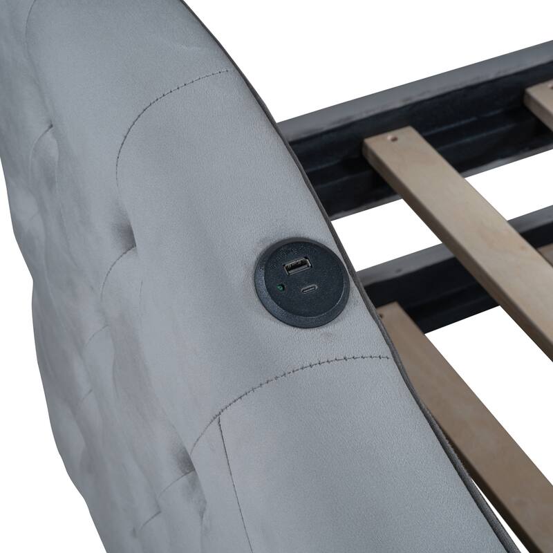 Velvet Sofabed with USB&Type-C Charging Ports