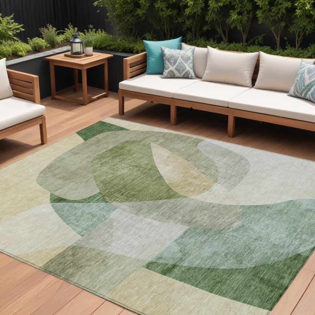 HomeRoots Abstract Transitional Rectangle Outdoor Rug