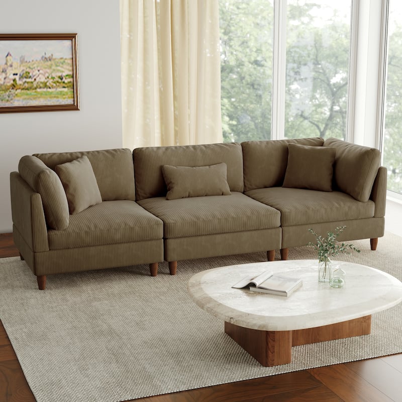 Jannae 112.12'' Upholstered Corduroy Sofa