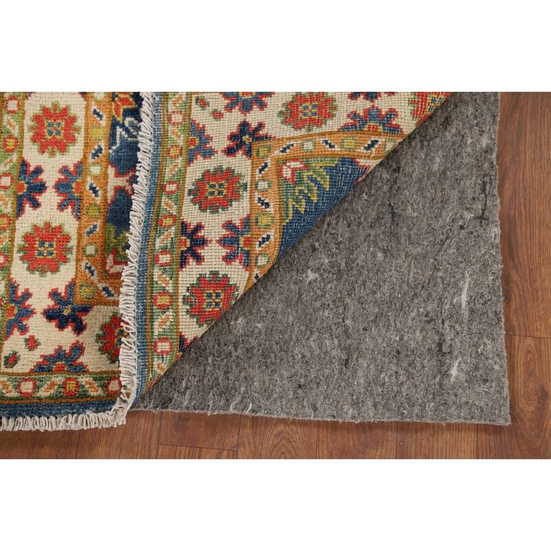 Blue Geometric Kazak Oriental Accent Rug Hand-Knotted Wool Carpet - 1'11" x 3'0"