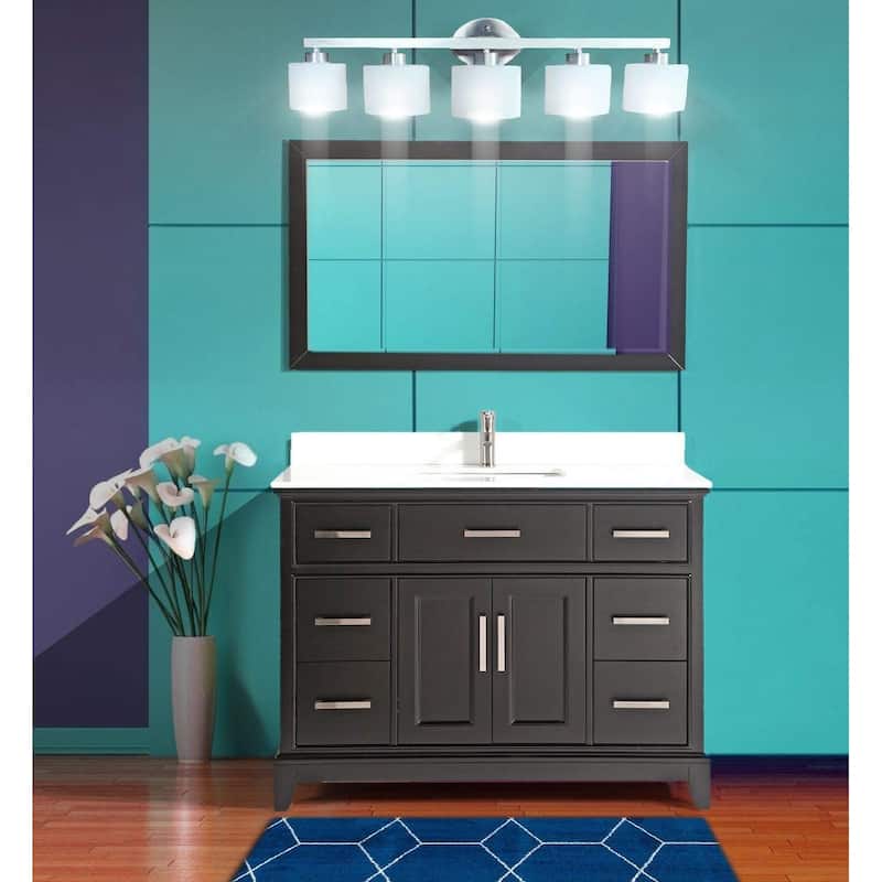 Vanity Art 48" Single Sink Bathroom Vanity Set with Engineered Marble Top and Free Mirror