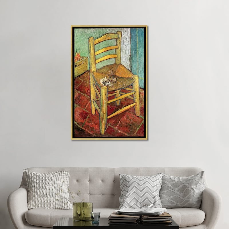 iCanvas "Vincent's Chair, 1888" by Vincent van Gogh Framed Canvas Print