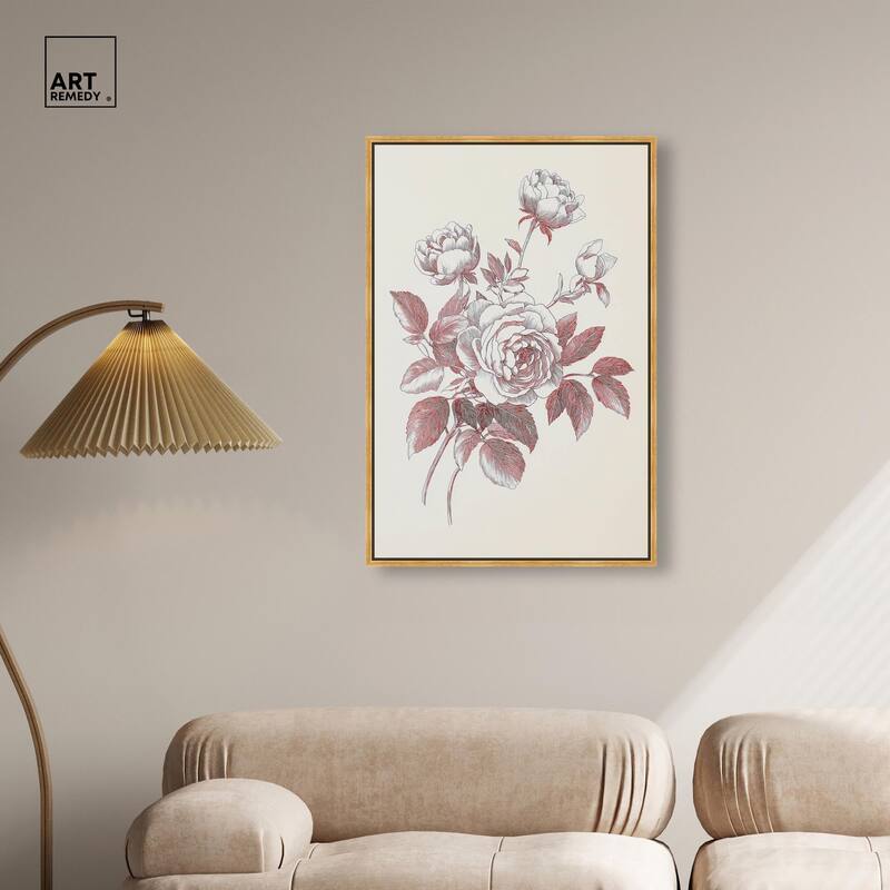 Breezy Red Pencil Blooms II Canvas by Art Remedy
