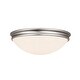 preview thumbnail 1 of 5, Access Lighting Atom - 1-Light 11" Flush Mount - Brushed Steel Finish - Opal Glass Shade Silver