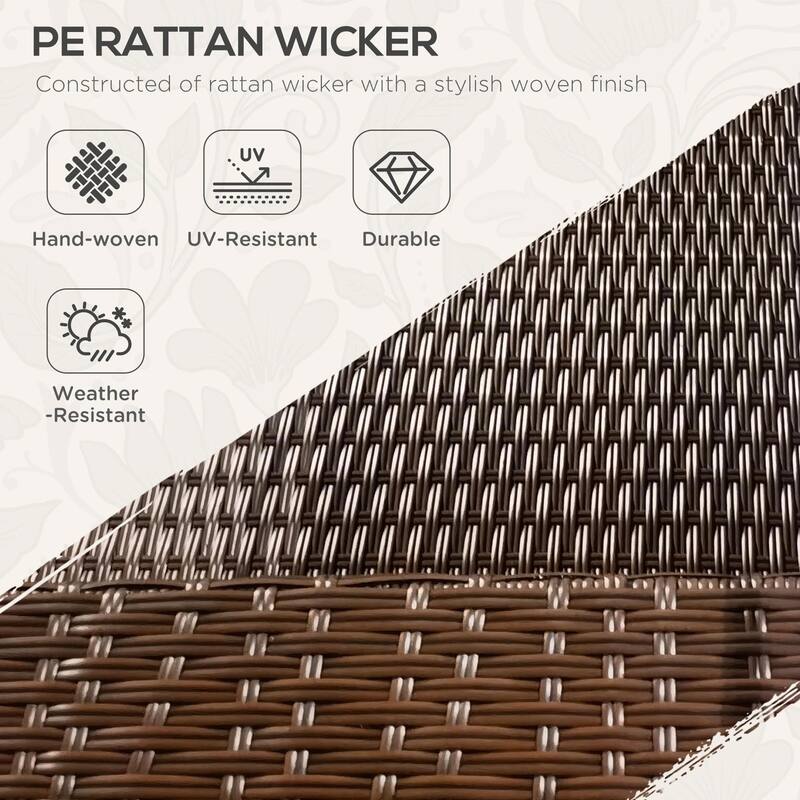 PE Rattan Outdoor Loveseat with Cushions and 2 Throw Pillows