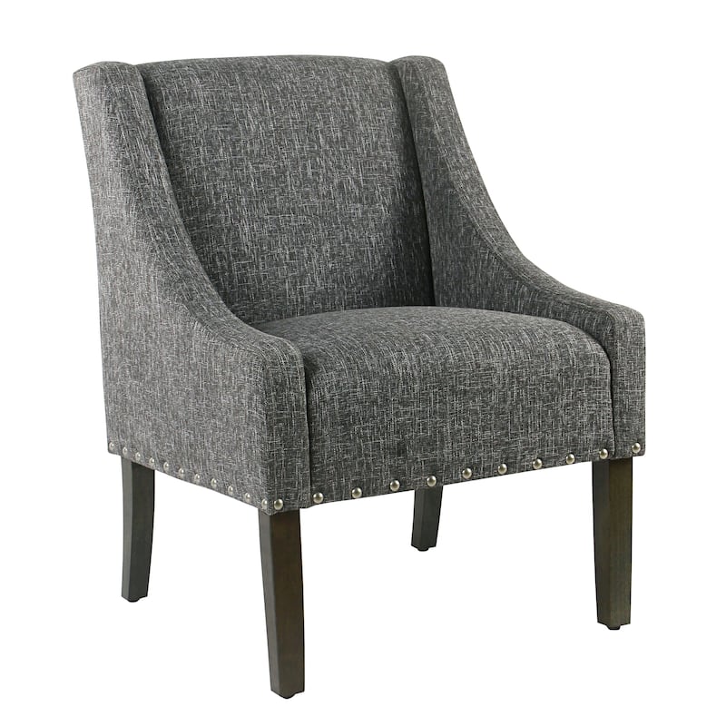 HomePop Modern Swoop Slate Grey Accent Chair with Nailhead Trim