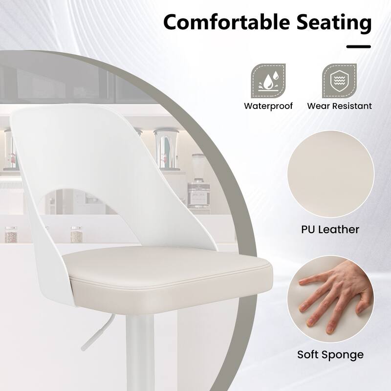 Gymax Bar Stools Set of 4 w/Enlarged PU Leather Seat Footrest Swivel