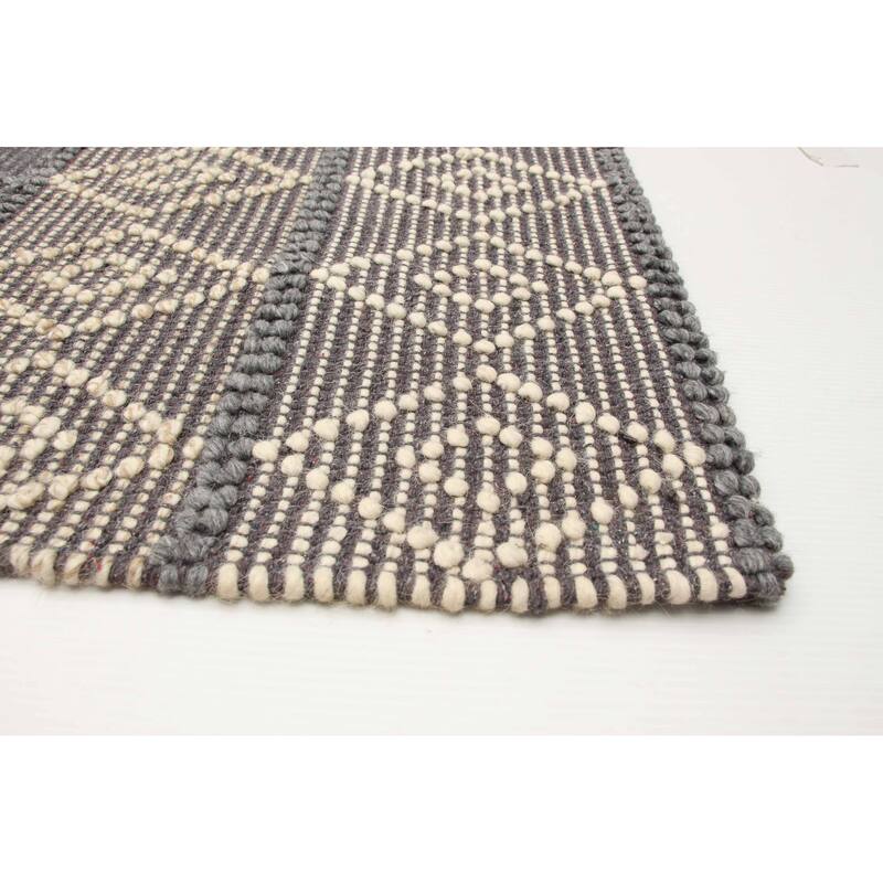 ECARPETGALLERY Braid weave Sienna Grey Wool Rug - 5'1 x 8'1
