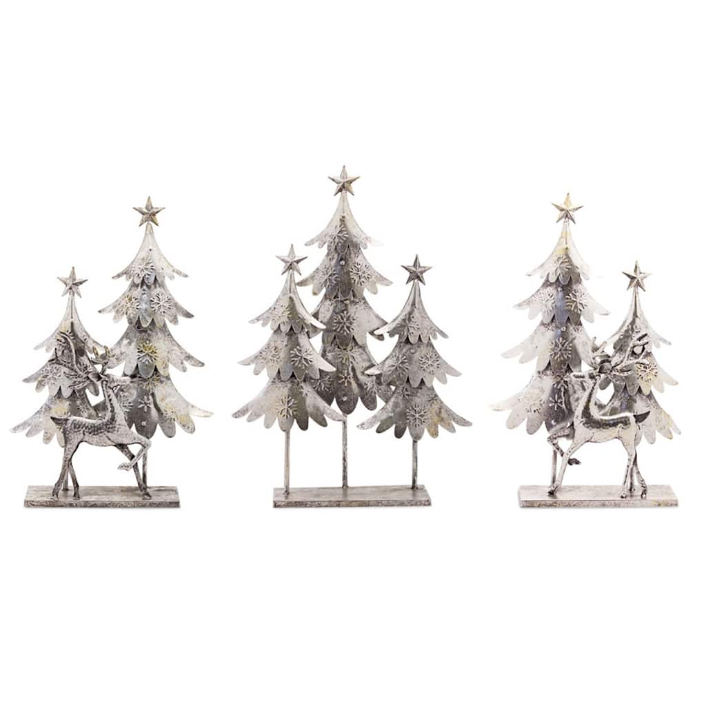 Metal Tree w/ Deer (Set of 3) - 15.25 x 4.5 x 25.5