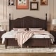 preview thumbnail 1 of 8, Queen Size Wood Platform Bed Frame,Retro Style Platform Bed Dark Walnut
