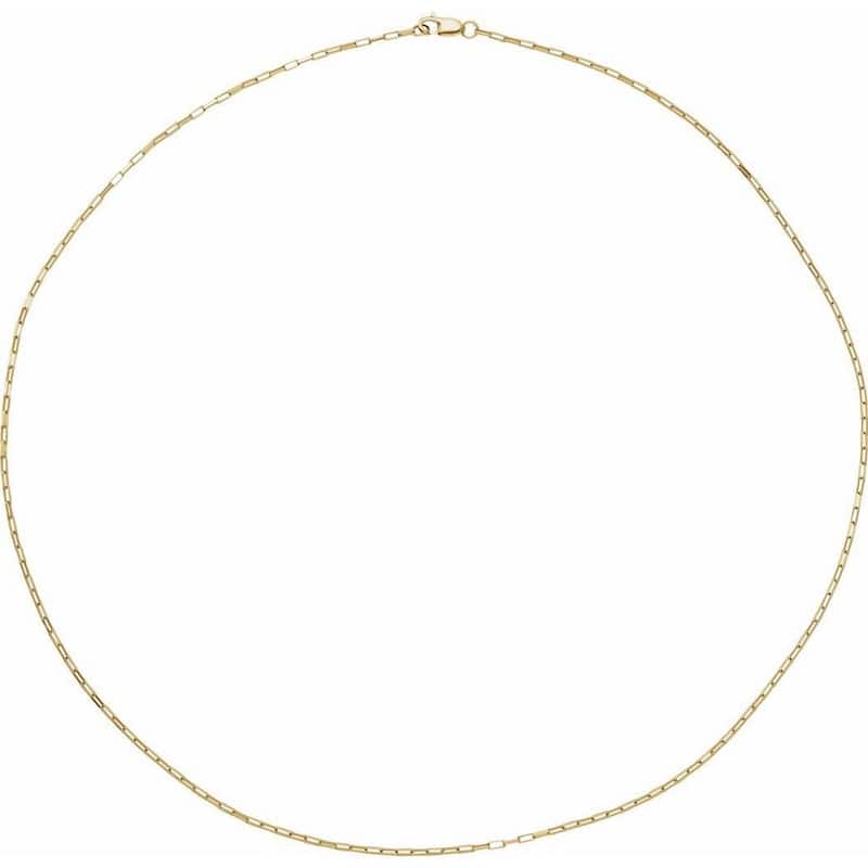 Curata 14k Yellow Gold 1.2mm Paperclip style Chain Necklace (Lobster)