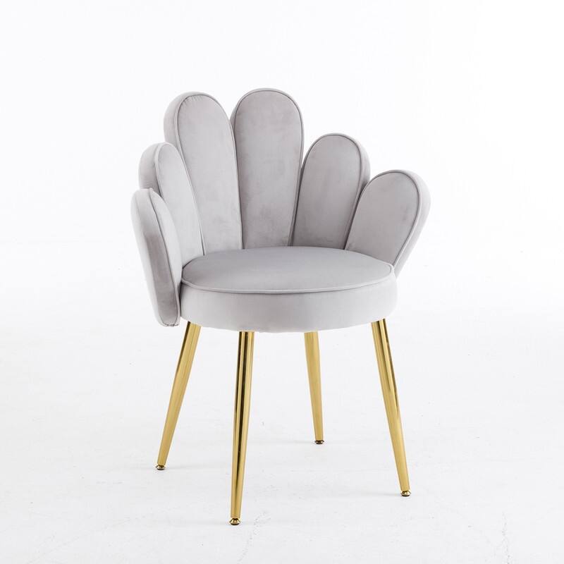 Scalloped Petal Velvet Accent Chair with Pillows