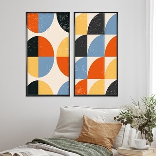 Large Scale Geometric Wall Art Urban Reference: Designart Minimal 20S Bauhaus Geometric I Geometric Framed Art Set