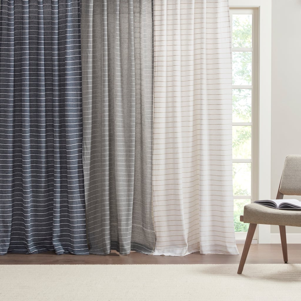 Cashel Texture Striped 100-percent Recycled Fiber Woven Antimicrobial Window Panel Pair by Clean Spaces - 84" Panel