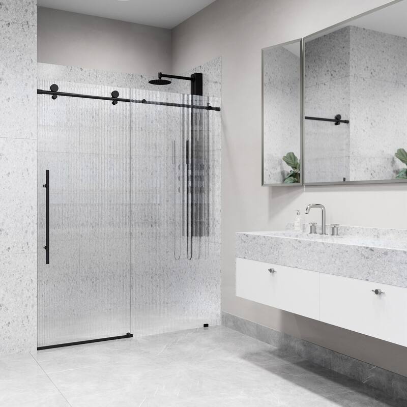 Vigo VG6021FL6076L Elan E-Class 76" High x 60" Wide Sliding Frameless